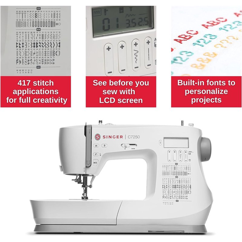 Computerized Sewing Machine with 417 Stitch Options, LCD Screen, Extension Table