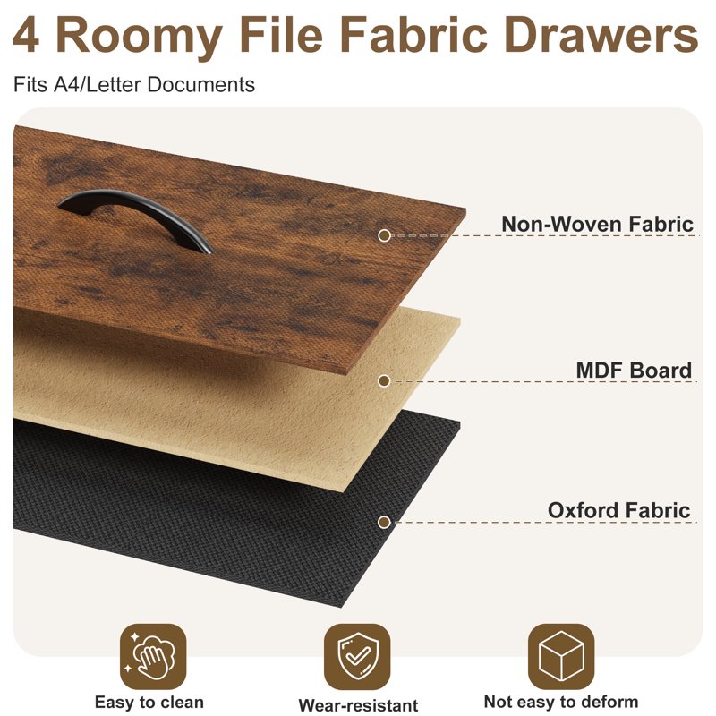 4-Drawer Rolling File Cabinet with Locking Wheels and Printer Stand for Home Office