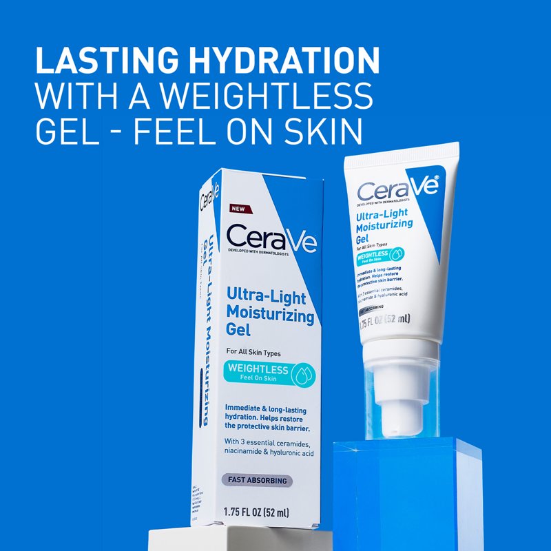 Lightweight Hydrating Face Moisturizer Gel with Hyaluronic Acid & Niacinamide - 1.75 Fl Oz