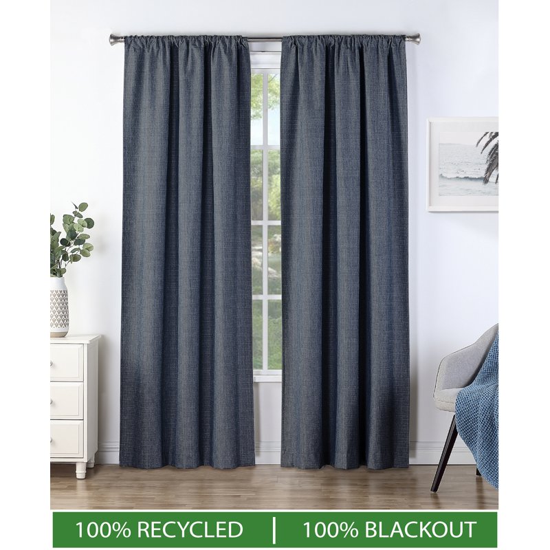 Blackout Curtain Set - Recycled Fabric Thermal Insulated Window Drapes