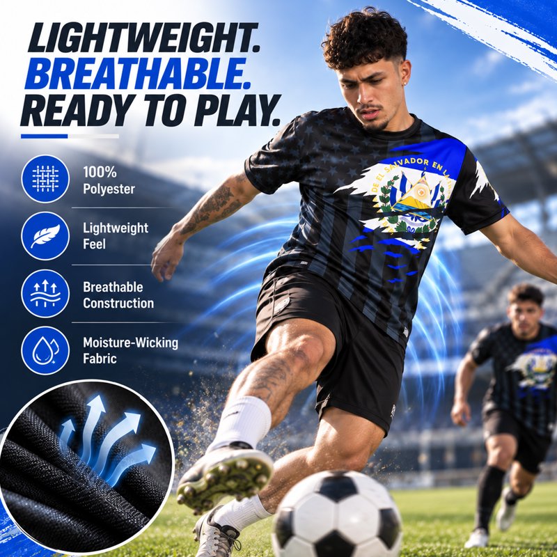 El Salvador Soccer Jersey XS - Lightweight Moisture-Wicking Fan Shirt, Athletic Fit, Fox & Fury