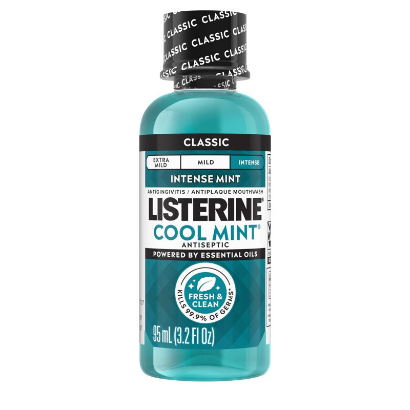 Listerine Cool Mint Antiseptic Mouthwash - Long-Lasting Fresh Breath & Plaque Control, 3.2 fl oz, Pack of 3