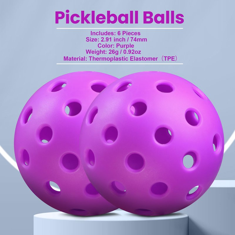 Purple Wigonda 40-Hole TPE Pickleball Balls – Indoor Low-Bounce Practice, Reusable