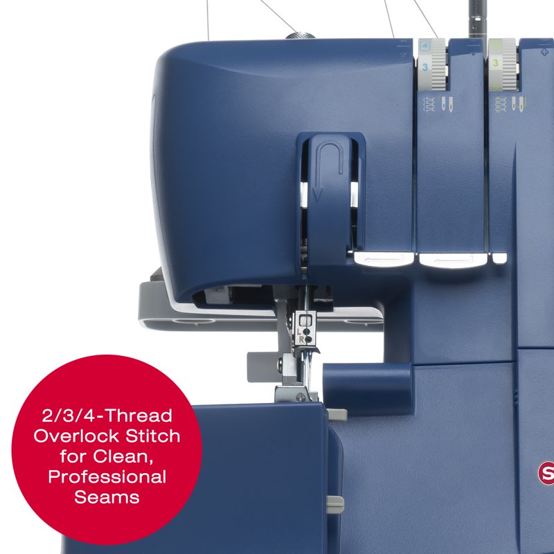 SINGER Mechanical Serger Sewing Machine - 1300 Stitches/Min, 2-4 Thread Options, Differential Feed, Free Arm