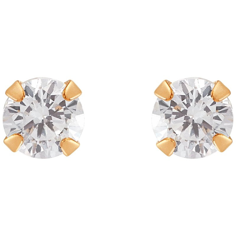 Gold Hoop and Stud Earrings Set with Cubic Zirconia – 10K Yellow Gold, Women & Girls Jewelry