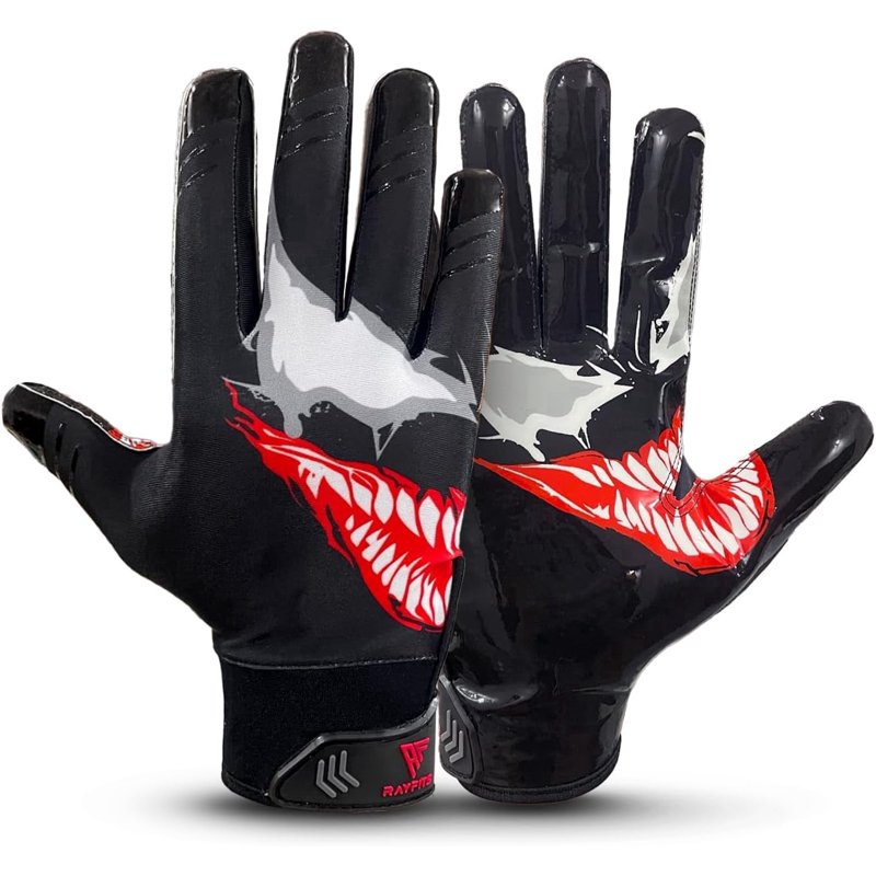 Youth Football Receiver Gloves with Sticky Grip for Catching & Training