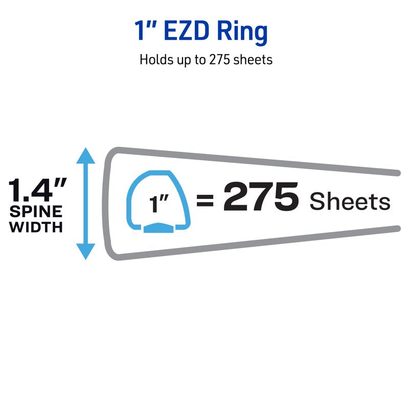 Heavy-Duty 1-Inch Ring Binder with EZD Rings & Tear-Resistant Cover