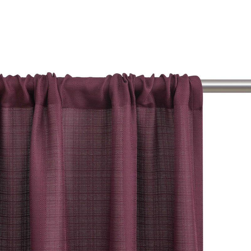 Light Filtering Curtain Panel Pair - Textured Solid Window Drapes, Burgundy, Set of 2