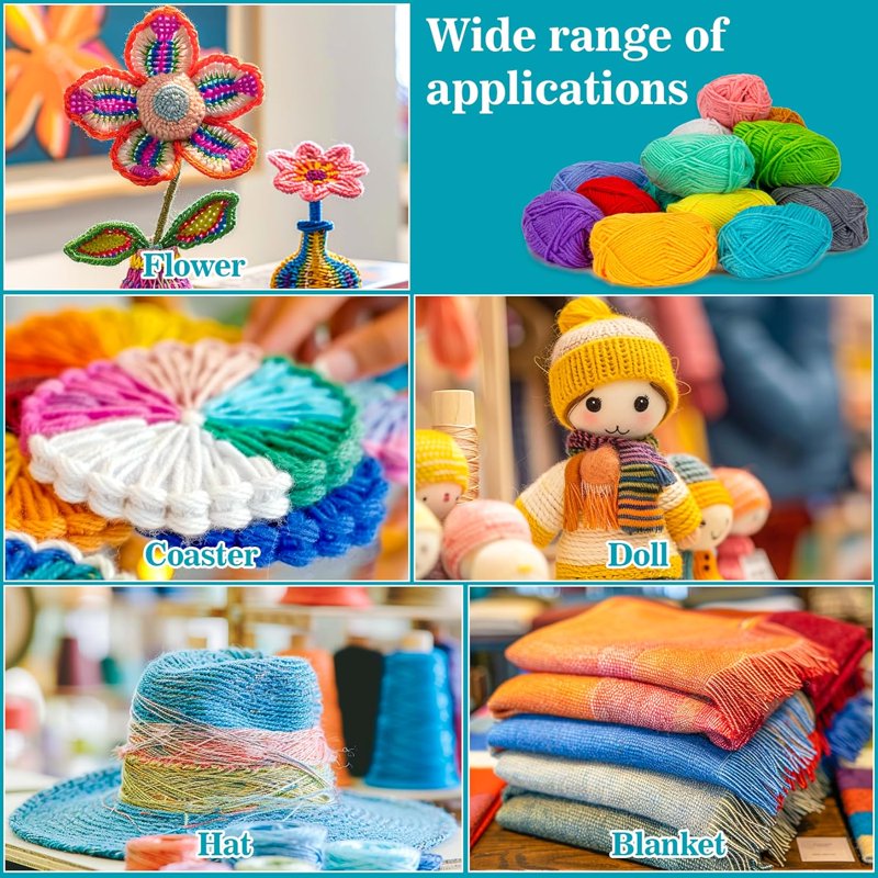 Kids Crochet Kit with Soft Yarn for Beginners - Colorful Hand Knitting Supplies