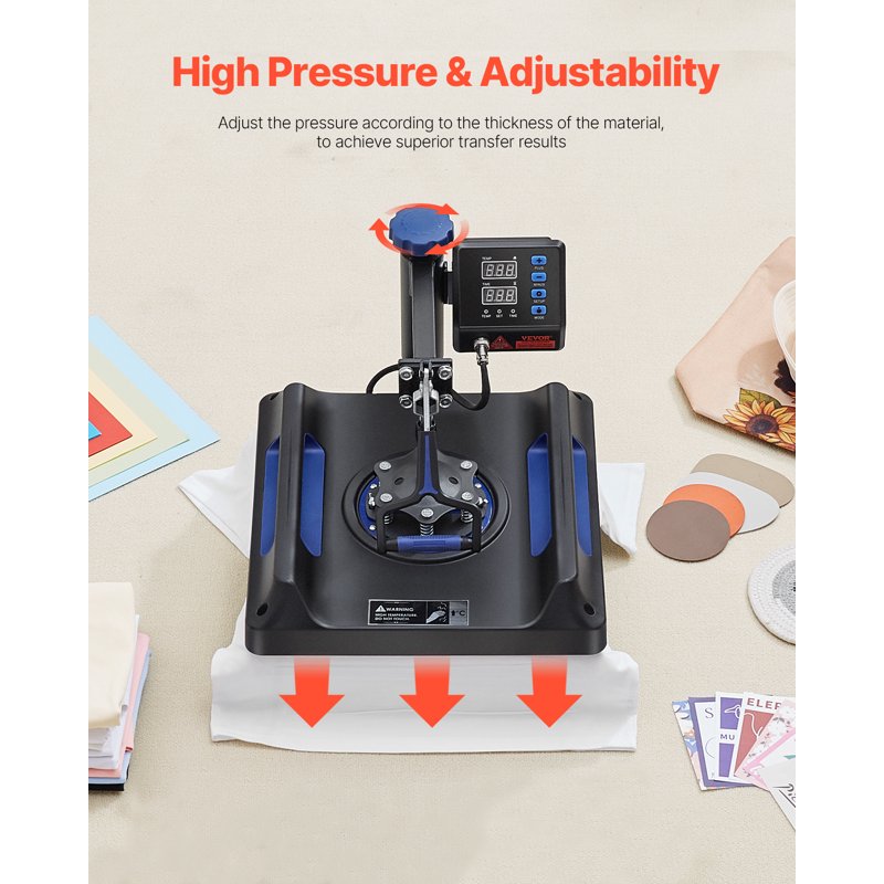 15x15in Heat Press Machine for T-Shirts Mugs Hats Plates - 5 in 1 Digital Swing Away