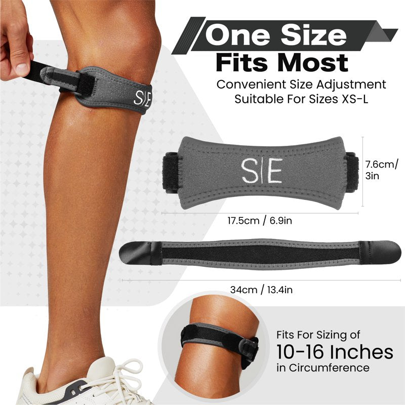 Adjustable Knee Support Strap with Compression Pad for Pain Relief & Stability - 2 Pack