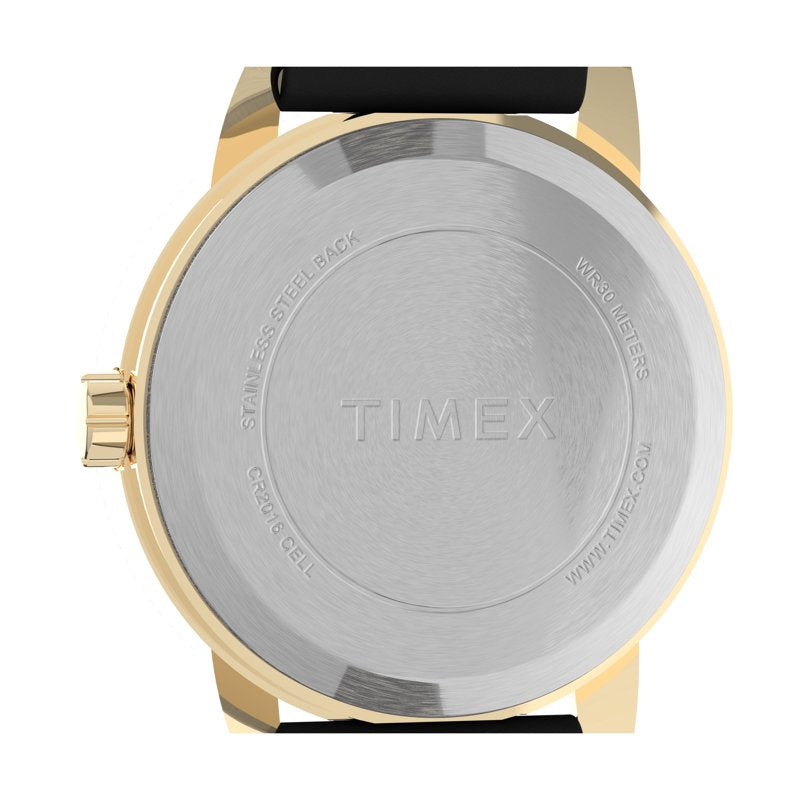 Casual Women's Watch with Leather Strap and Date Function - Black/Gold/White