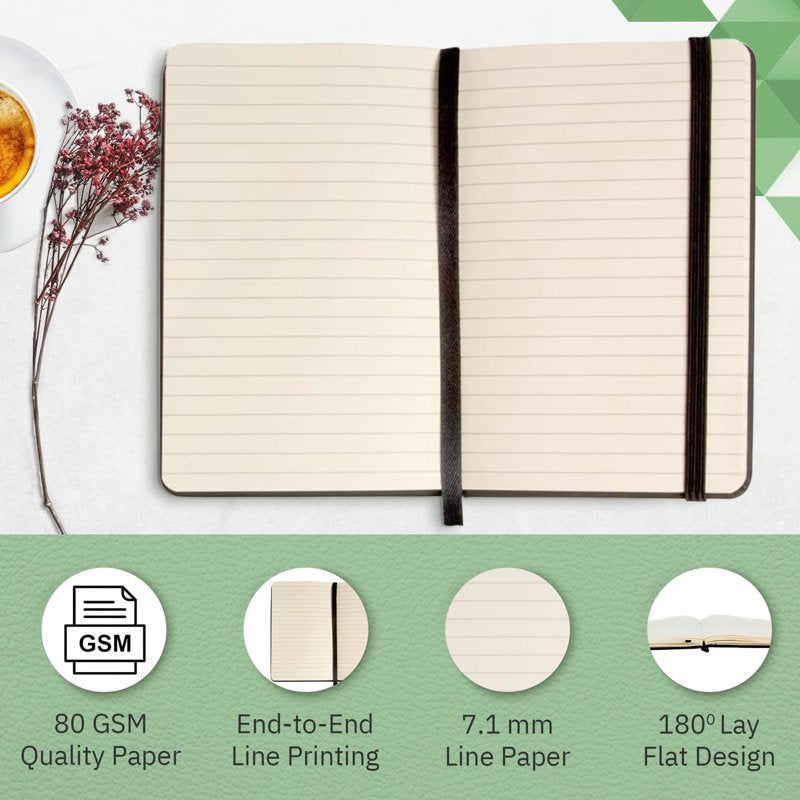 Faux Leather Notebook Set 6 Pack A6 Navy Pocket Notepads for Note Taking