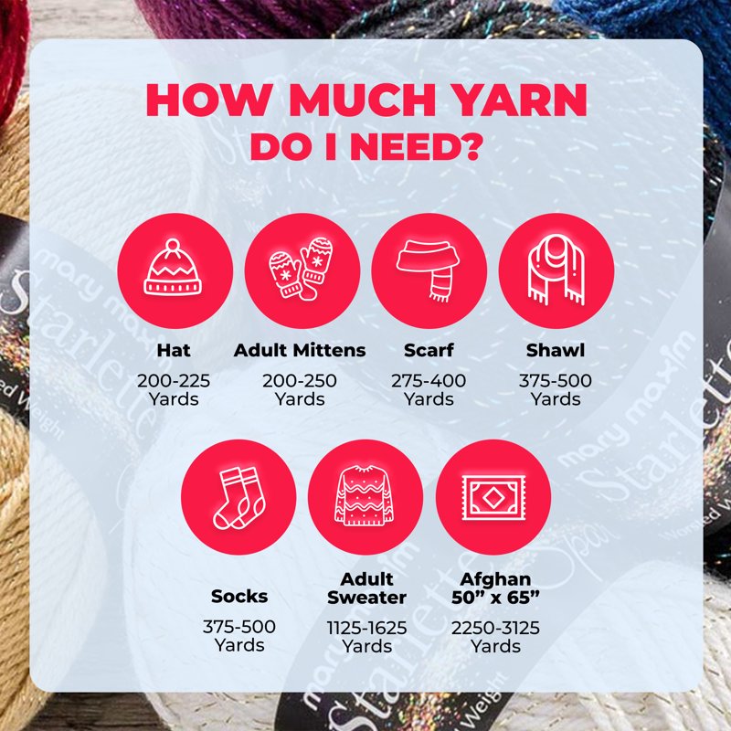 Sparkle Yarn for Knitting & Crocheting - Glitter Acrylic Craft Yarn