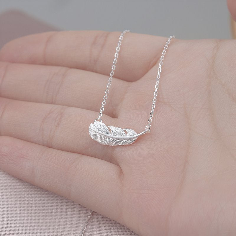 Sterling Silver Nurse Gift Necklace - Angel Feather Pendant with Chain