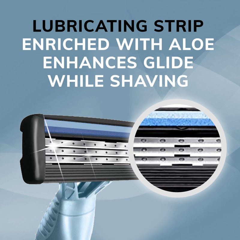 Men's Disposable Razor Set with 3 Blades & Aloe Lubricating Strip - 4 Pack