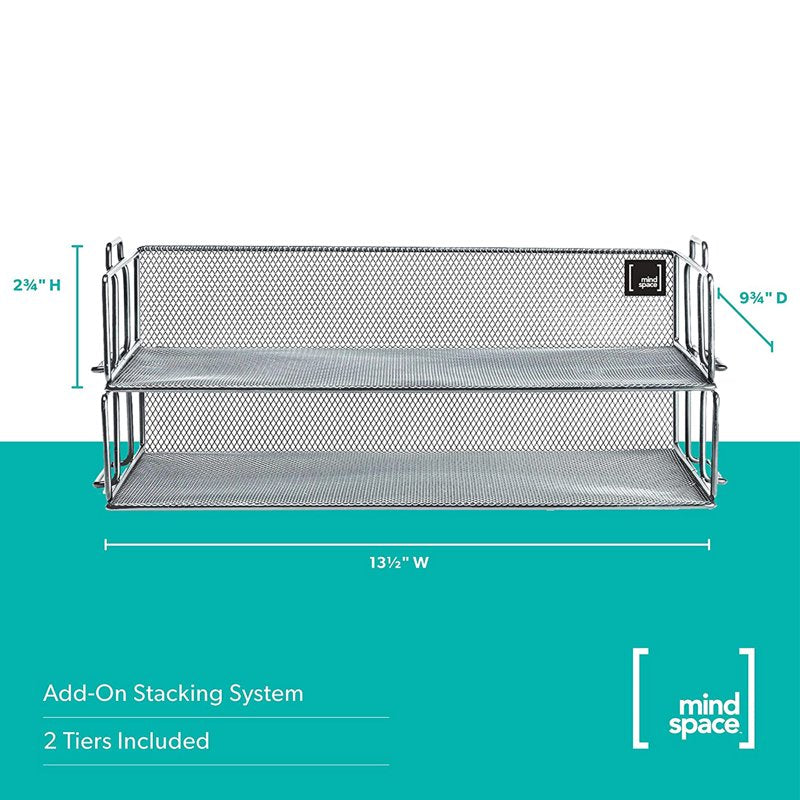 2-Tier Mesh Desk Organizer for Office Supplies - Silver