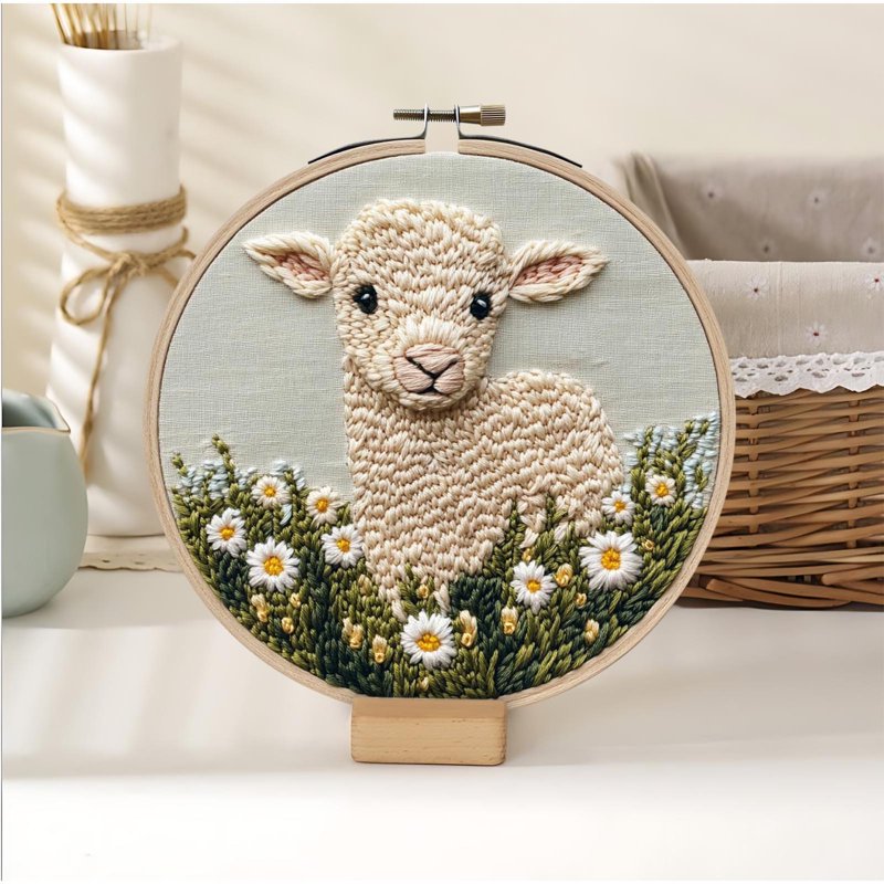 Punch Needle Kit for Beginners - DIY Craft Embroidery Hoop Set with Instructions