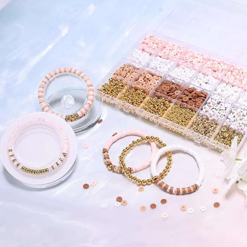 Clay Beads Jewelry Making Kit - 4 Bright Colors for Bracelets & Accessories