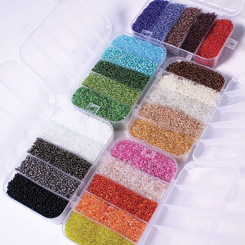 Jewelry Making Bead Set with Storage Caddy - 1000+ Gram Seed Beads & Accessories