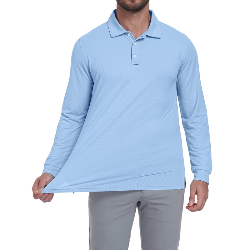 Men's Golf Polo Shirts Long Sleeve UPF 50+ Lightweight Quick Dry Casual Tops