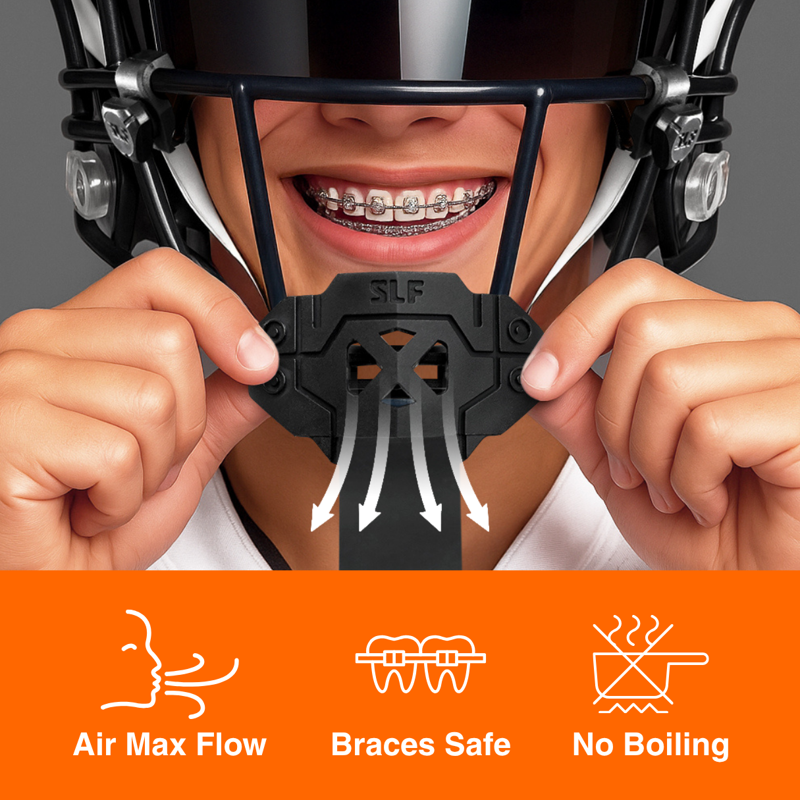 Football Mouthguard with Integrated Strap - Shock Absorbing Lip Protection