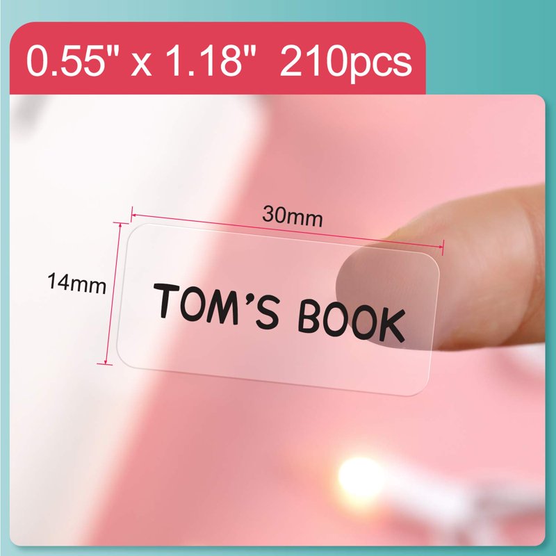 Laminated Label Maker Tape Roll - Waterproof, Tearproof, 0.55"x1.18" Clear, 210 Labels