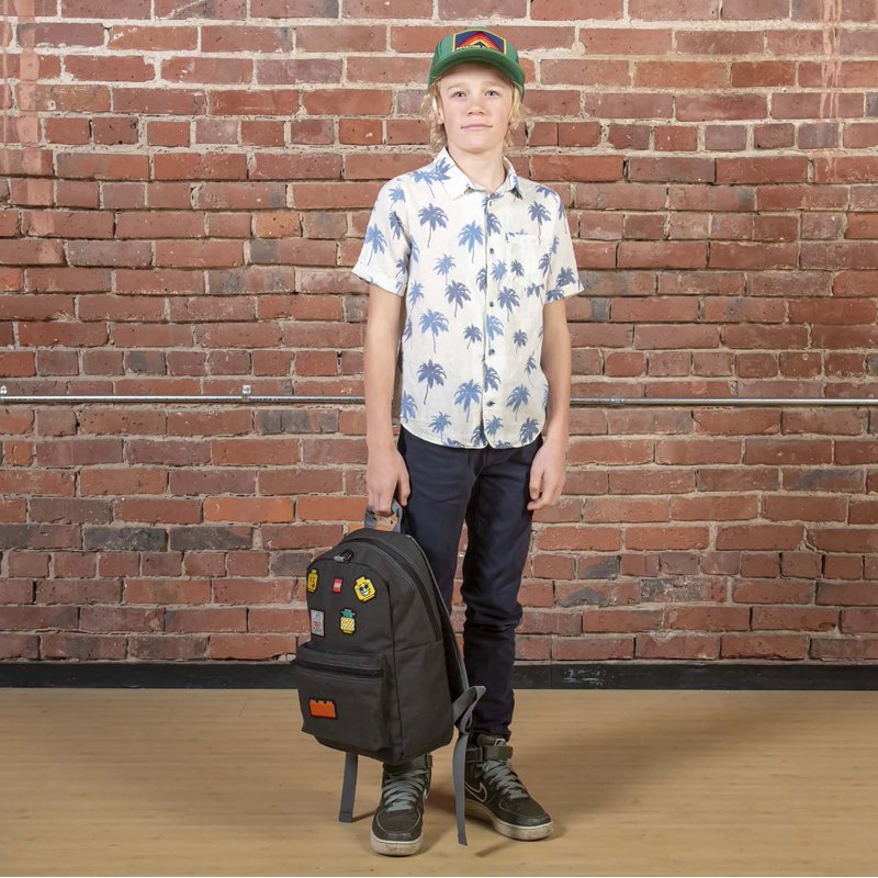 Customizable Unisex Patch Backpack with 46 LEGO Patches - Black