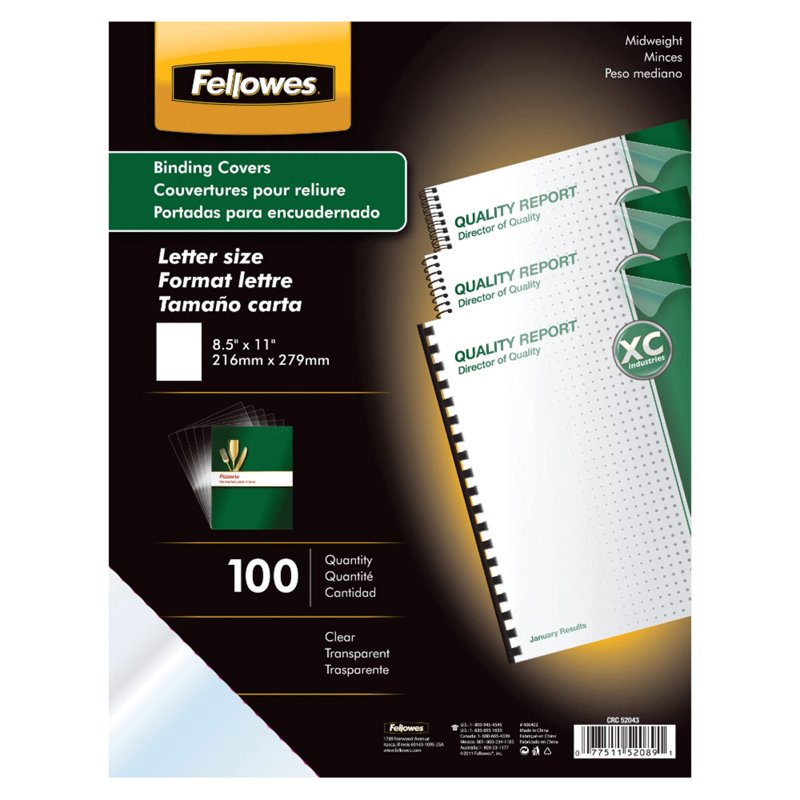 Crystals Clear PVC Document Covers - Letter Size, 100 Pack