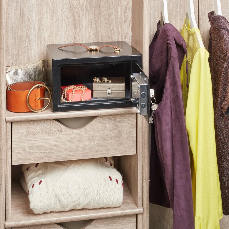 Security Safe with Key Lock - Compact Steel Safe for Home & Office