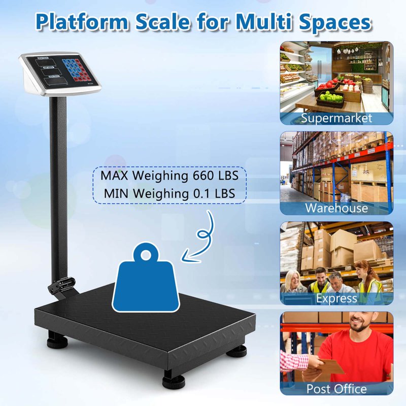 Digital Platform Scale with Price Calculator 660lbs LB/KG Conversion