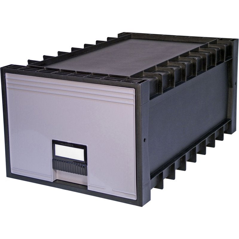 Plastic File Storage Box with Label Holder - Archive & Office Organizer