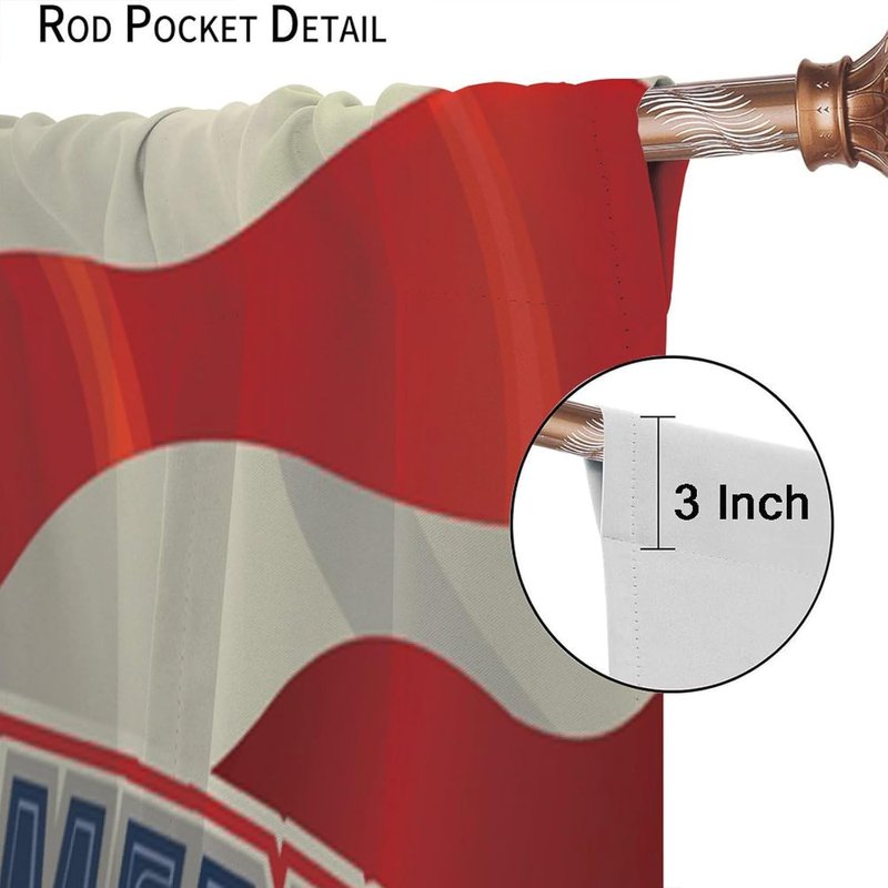 4th of July American Flag Blackout Curtains for Kids & Living Room - Multiple Sizes