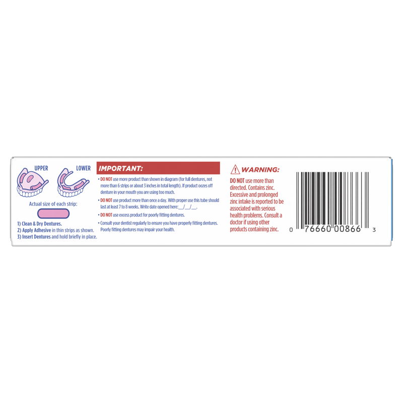 Denture Adhesive Cream All-Day Hold for Full & Partial Dentures 2.4 oz
