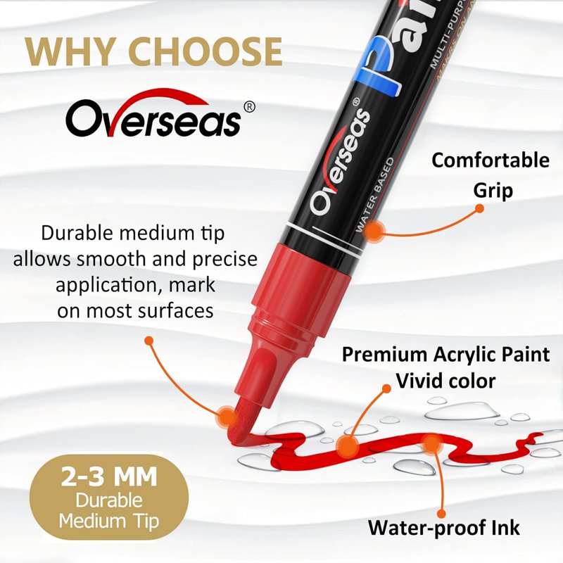 Water-Based Permanent Paint Markers Set - White & Black, Quick Dry, Waterproof, Medium Tip