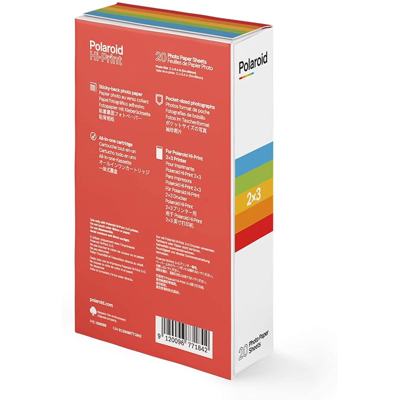 Polaroid Hi-Print Paper Cartridge Pack of 3 - 60 Self-Adhesive 2x3 Prints