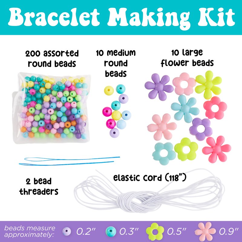 Beaded Flower Bracelet Kit for Kids - Make 5 Colorful DIY Friendship Bracelets