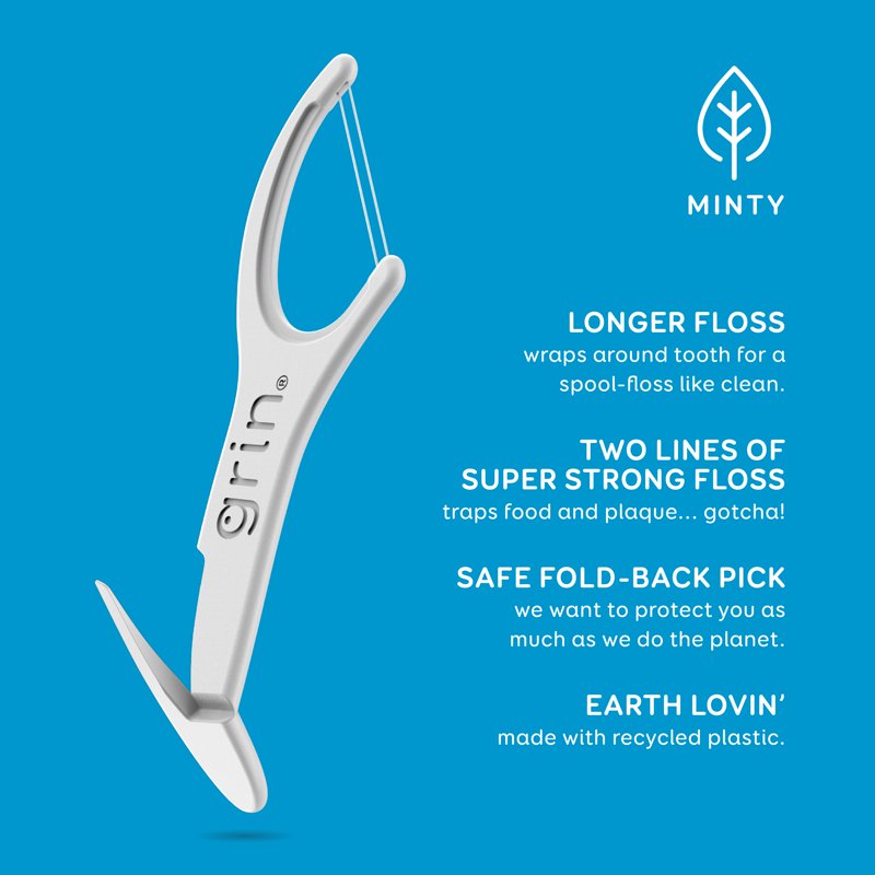 Double Floss Picks with Mint Flavor - Recycled Plastic, 75+ Count Variants