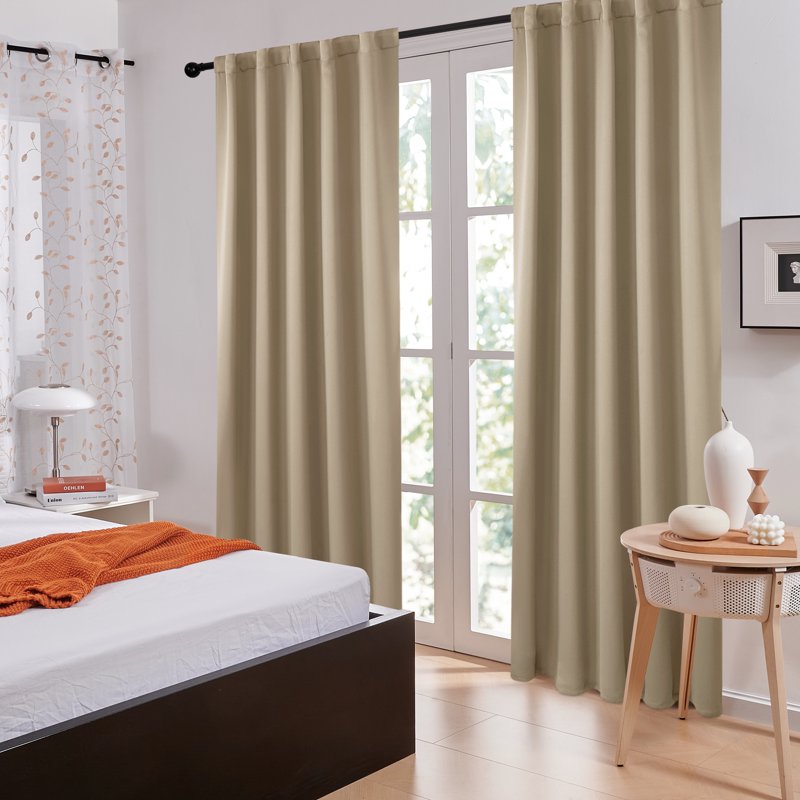 Blackout Curtains with Back Tab 2 Panels - Energy Saving Thermal Drapes for Home