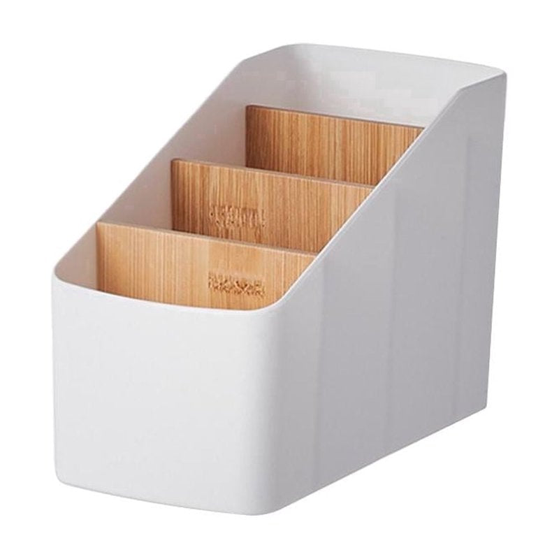 Desk Organizer for Remote Controls, Pens, Keys & Phone - White