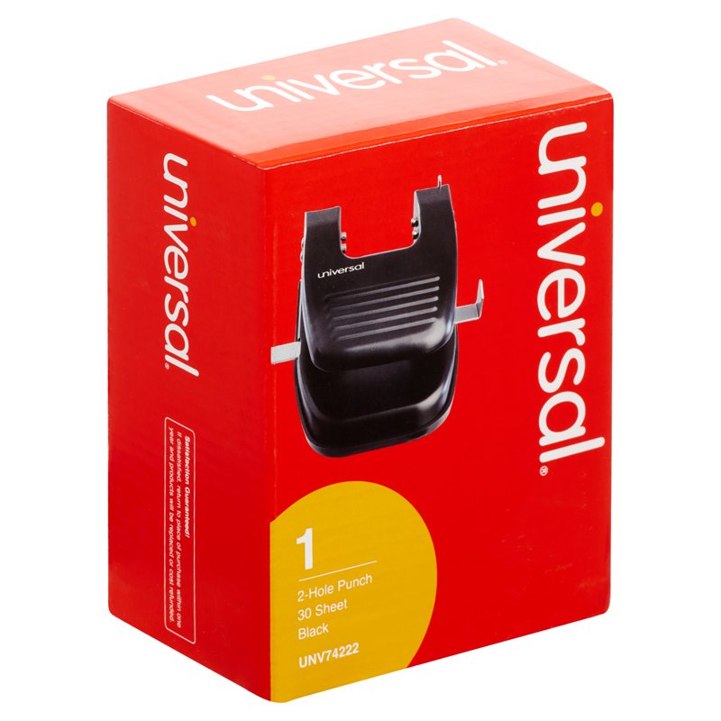 Universal 30-Sheet Two-Hole Punch 9/32 Inch Holes Black Office Paper Punch