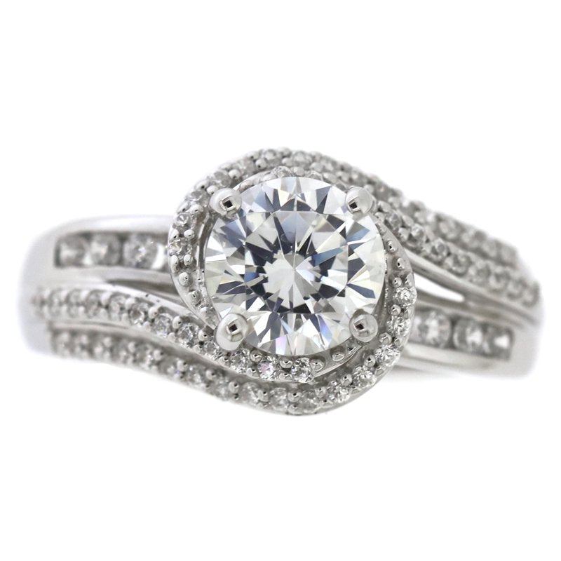 Sterling Silver Bridal Engagement Ring Set with Simulated White Diamonds