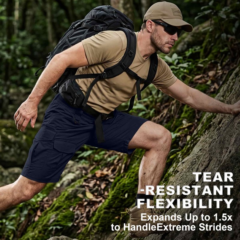 Men's Cargo Shorts with 10 Pockets - Outdoor Work, Hiking, Camping, Casual
