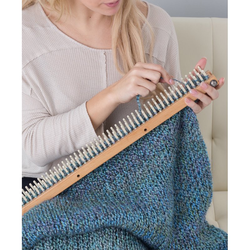 28-Inch Wooden Knitting Loom Board with 168 Pegs, Adjustable for Sweaters & Afghans