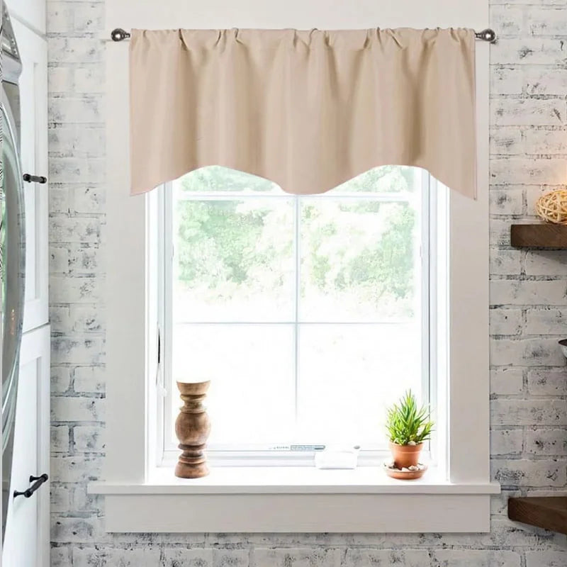 Solid Color Polyester Window Valance Curtains with Rod Pocket - Various Colors