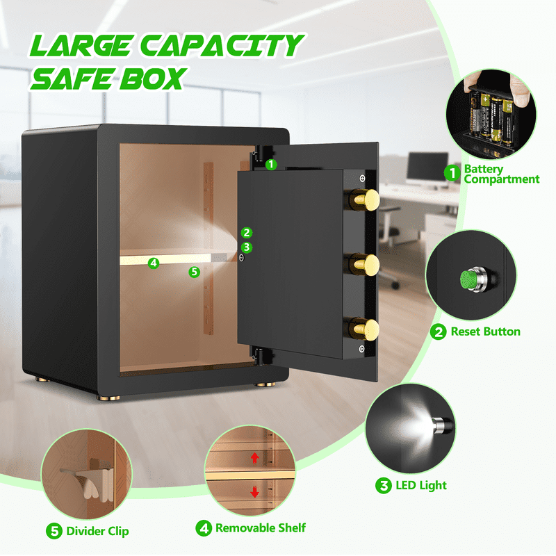 Large Digital Security Safe Box with Fireproof Bag - Home & Office Safe, 3.0 Cu Ft