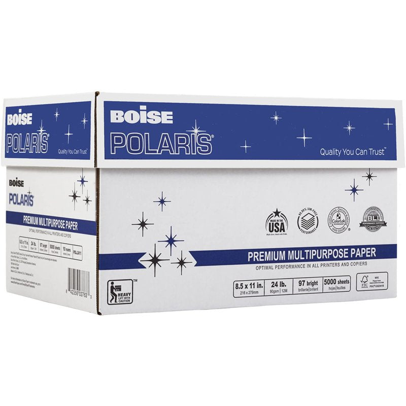 Premium Multipurpose Copy Paper - 8.5 x 11 inch, Bright White, 24 lb, 10 Ream