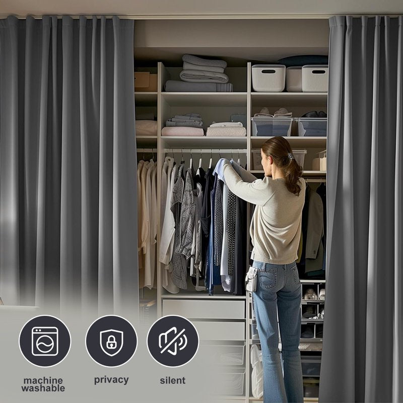 Room Divider Curtains with Ceiling Track Set - Blackout, Privacy, Flexible Mounting