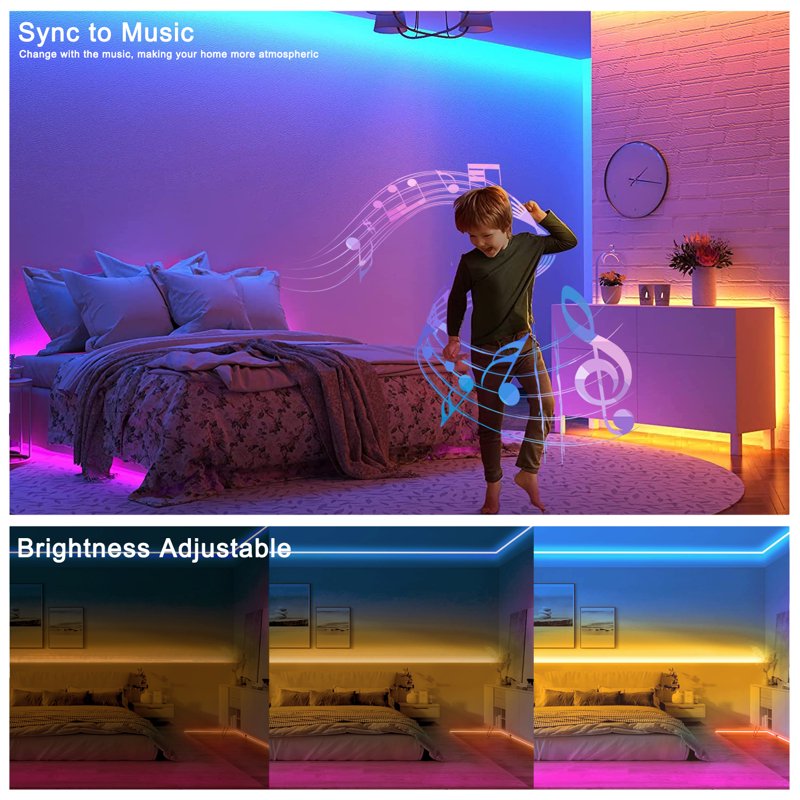 130ft RGB LED Strip Lights with Remote & App Control for Indoor Decor