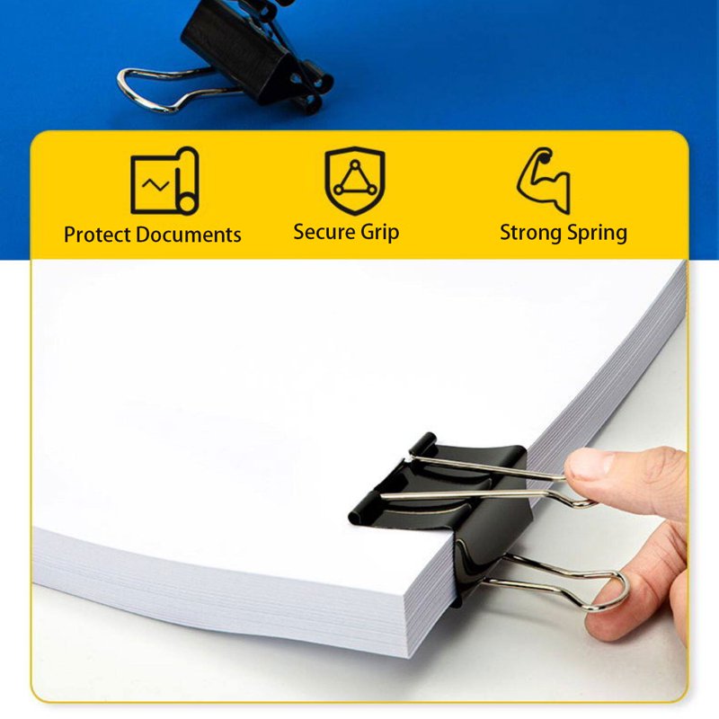 Heavy Duty Binder Clips Set 200 Pieces in 6 Sizes for Office & Home Organization